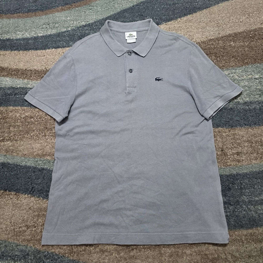 Lacoste Gray Polo Shirt Regular Fit Crocodile Logo Men’s Size 6